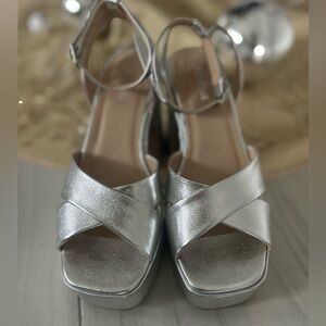 Silver Strappy Women's Sandals